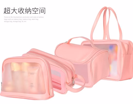 Borsa da toilette da viaggio impermeabile con cerniera personalizzata in PVC trasparente